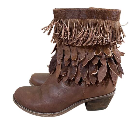 Sheridan Mia Brown Leather Mid Calf Boot w Fringe Detail Women's EU Size 37 EUC - Picture 3 of 10